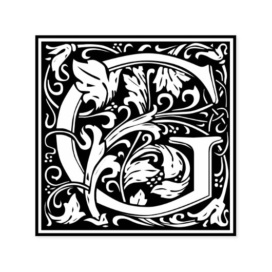 Letter G art nouveau black and white Tegel Zelfinktende Stempel (Design)