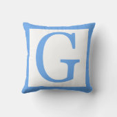 Letter G Baby Blue Border Kussen (Achterkant)