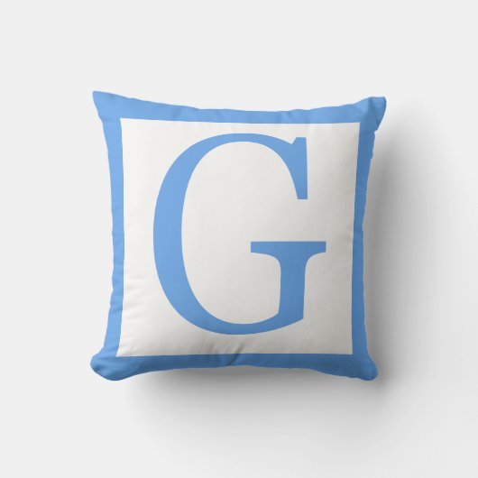 Letter G Baby Blue Border Kussen (Voorkant)