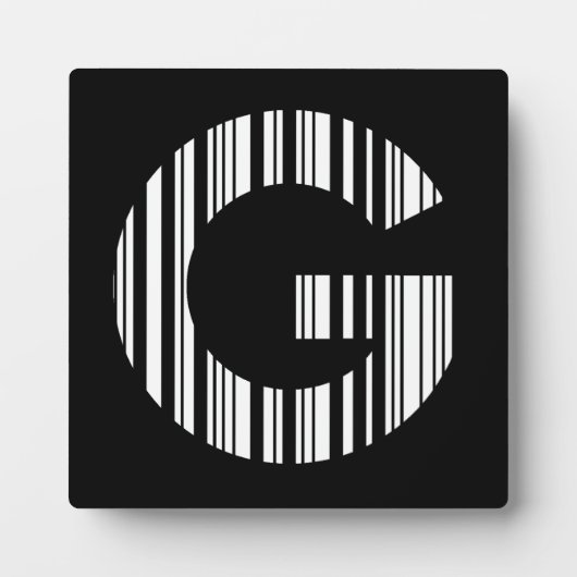 LETTER G BAR CODE Eerste Initiaal Barcodepatroon Fotoplaat (Voorkant)