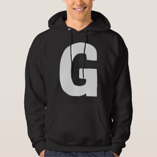 Letter G big and bold white Hoodie (Voorkant)