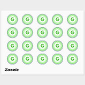 Letter G - Blauw + Groen Ronde Sticker (Vel)
