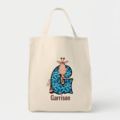 Letter G Blue Giraffe met de naam Girls Canvas tas (Voorkant)