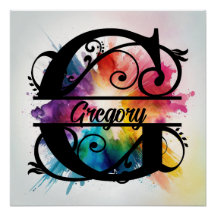 Letter 'G', Bright regenboogmonogram, Kinder naam