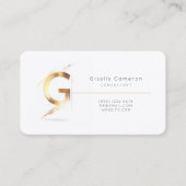 Letter G Calligrafie Gold/Black Gradient Monogram Visitekaartje (Voorkant)