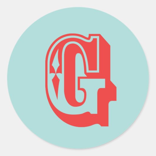 Letter G carnaval stijl monogram initiaal gunst Ronde Sticker (Voorkant)