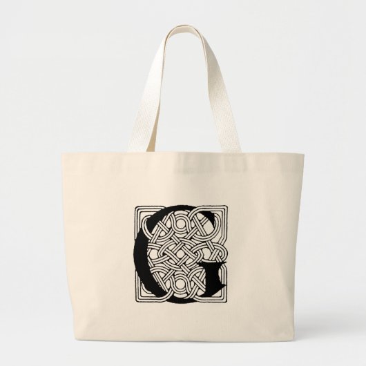 Letter G  Celtic Knot Monogram Grote Tote Bag (Voorkant)
