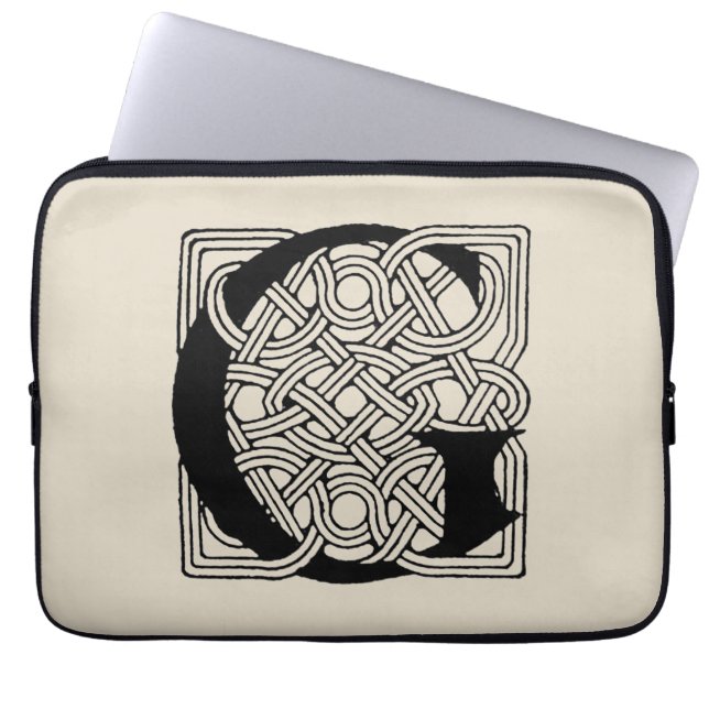 Letter G  Celtic Knot Monogram Laptop Sleeve (Voorkant)