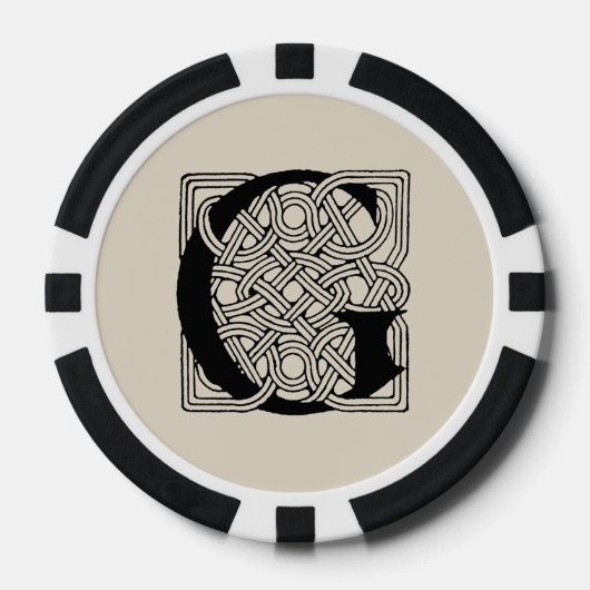 Letter G  Celtic Knot Monogram Poker Chips (Voorkant)