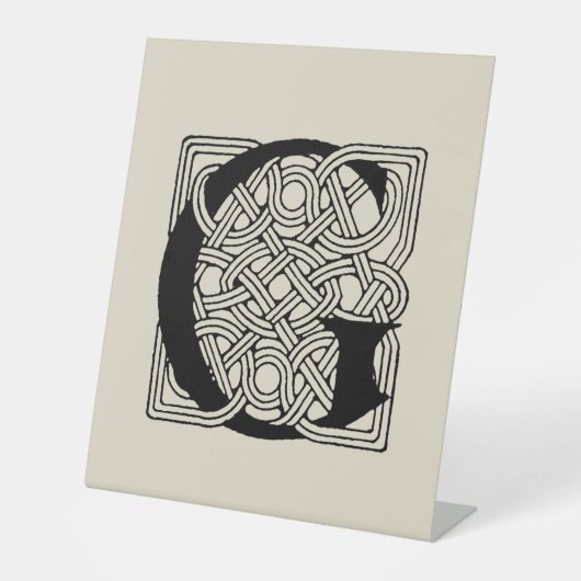 Letter G  Celtic Knot Monogram Reclamebord Met Voetstuk (Voorkant)