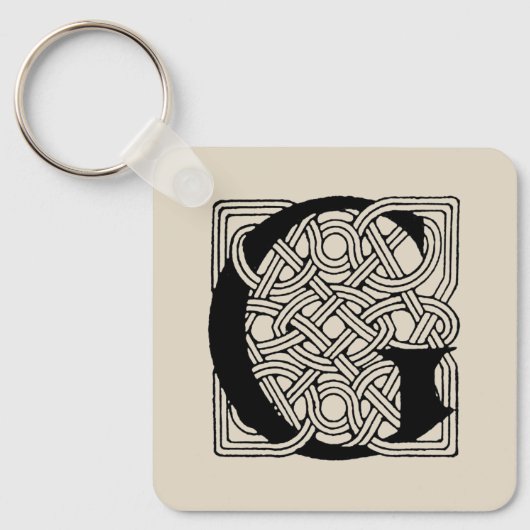 Letter G  Celtic Knot Monogram Sleutelhanger (Voorkant)