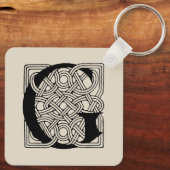 Letter G  Celtic Knot Monogram Sleutelhanger (Achterkant)