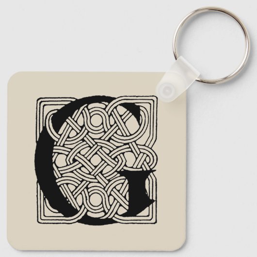 Letter G  Celtic Knot Monogram Sleutelhanger (Achterkant)