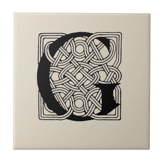 Letter G  Celtic Knot Monogram Tegeltje (Voorkant)
