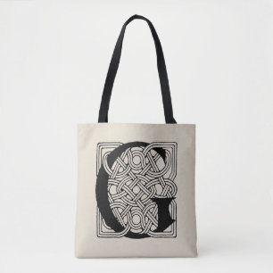 Letter G Celtic Knot Monogram Tote Bag