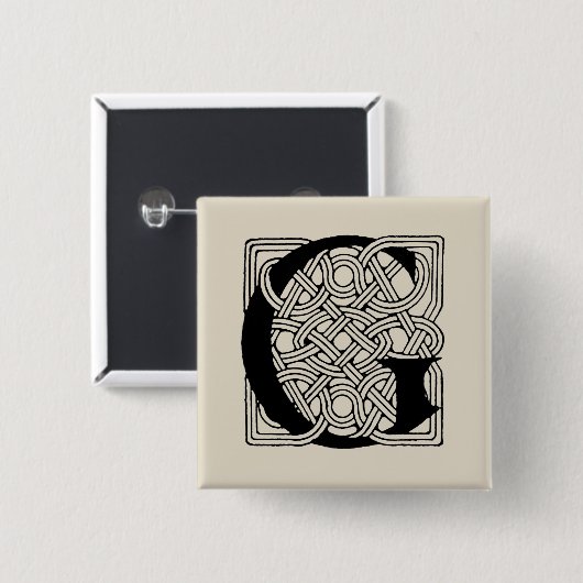 Letter G  Celtic Knot Monogram Vierkante Button 5,1 Cm (Voorkant /achterkant)