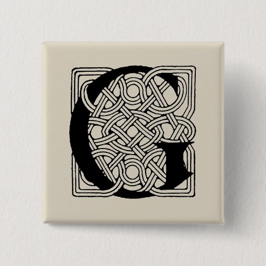 Letter G  Celtic Knot Monogram Vierkante Button 5,1 Cm (Voorkant)