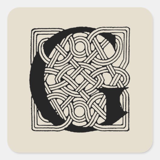 Letter G  Celtic Knot Monogram Vierkante Sticker (Voorkant)