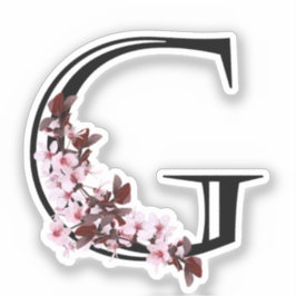 Letter G, Cherry Blossom Sticker