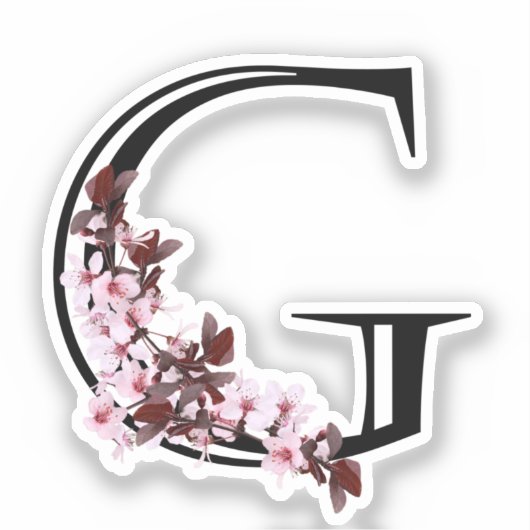 Letter G, Cherry Blossom Sticker (Voorkant)