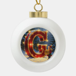 Letter G Christmas Gift Personalized Initial Keramische Bal Ornament