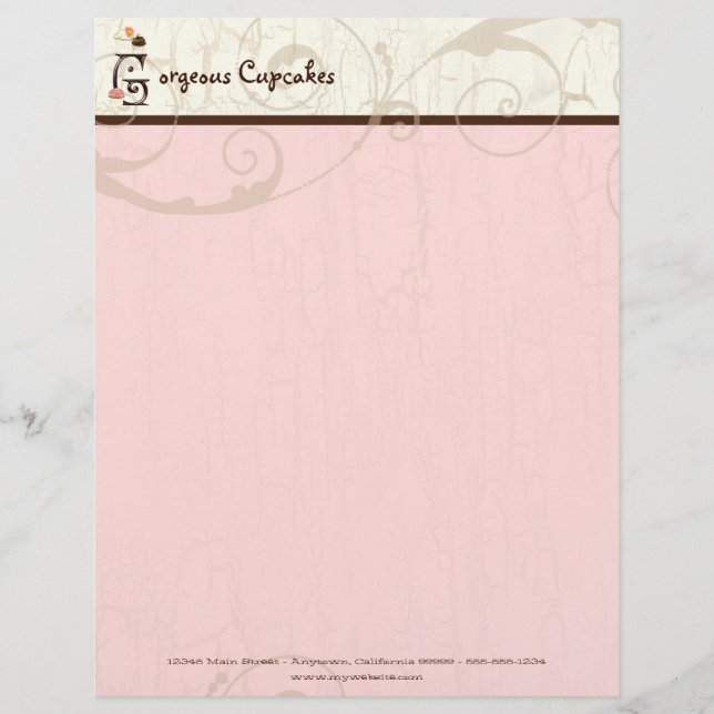 Letter G Cupcake Business Letterhead Briefhoofd (Voorkant)