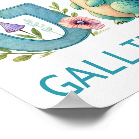 Letter G, Dinosaur Alphabet Waterverf Poster (Hoek)