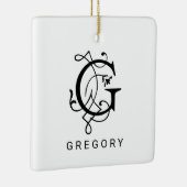 Letter G Elegant Monogram Kerst Ornament (Rechts)