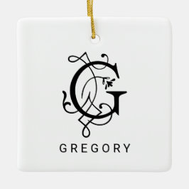 Letter G Elegant Monogram Kerst Ornament