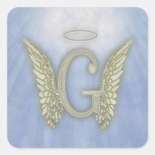 Letter G Engel Monogram Vierkante Sticker