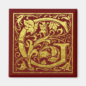 Letter G First Letter Faux Gold Red Magneet (Voorkant)