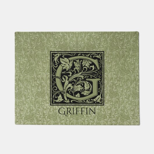 Letter G First Letter Monogram Gepersonaliseerd Deurmat (Voorkant)