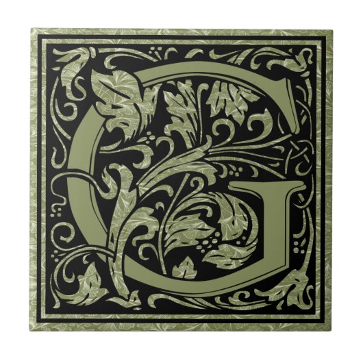 Letter G First Letter Monogram Tegeltje (Voorkant)