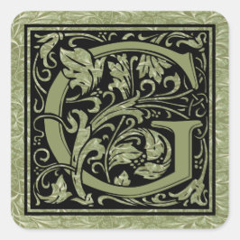 Letter G First Letter Monogram Vierkante Sticker