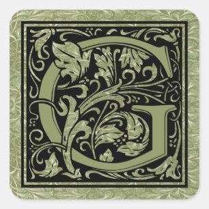 Letter G First Letter Monogram Vierkante Sticker