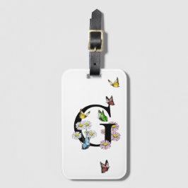 Letter G Floral Butterfly Monogram Initiaal Bagagelabel
