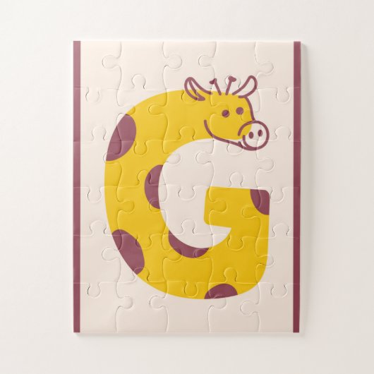 Letter "G" Giraffe Alphabet Art Legpuzzel (Verticaal)