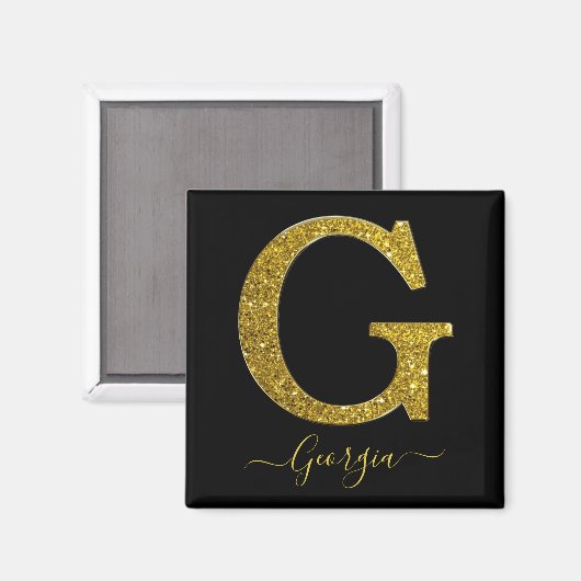 Letter G Gold Glitter Magneet (Voorkant / Achterkant)