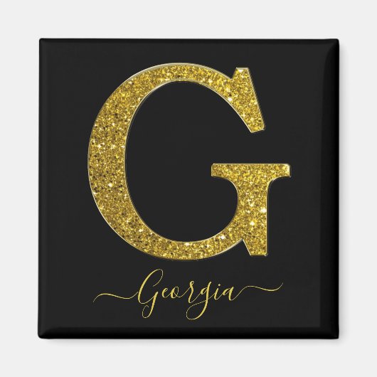 Letter G Gold Glitter Magneet (Voorkant)