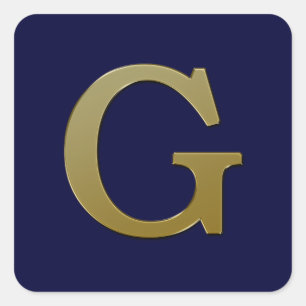 Letter G Gold Square Sticker