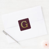 Letter G Gold Square Sticker (Envelop)
