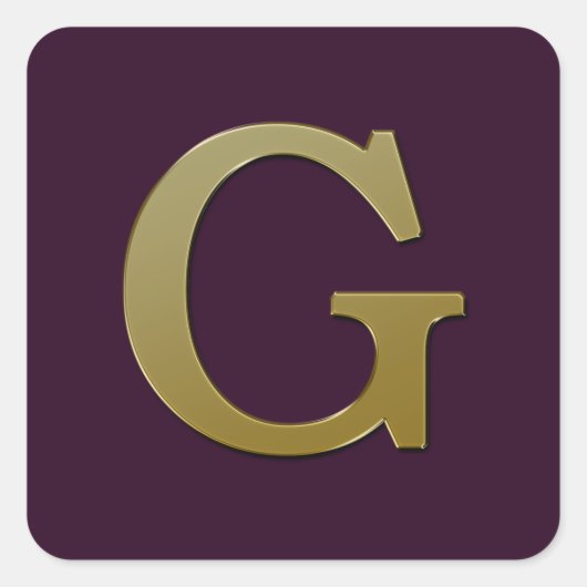 Letter G Gold Square Sticker (Voorkant)
