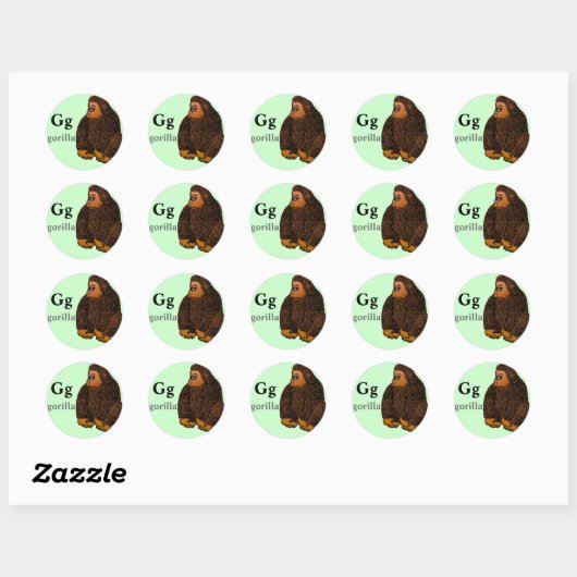 Letter G gorilla Stickers (Vel)