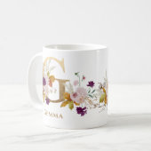 Letter G - Gouden bloem naam zus collega vriend Koffiemok (Voorkant links)