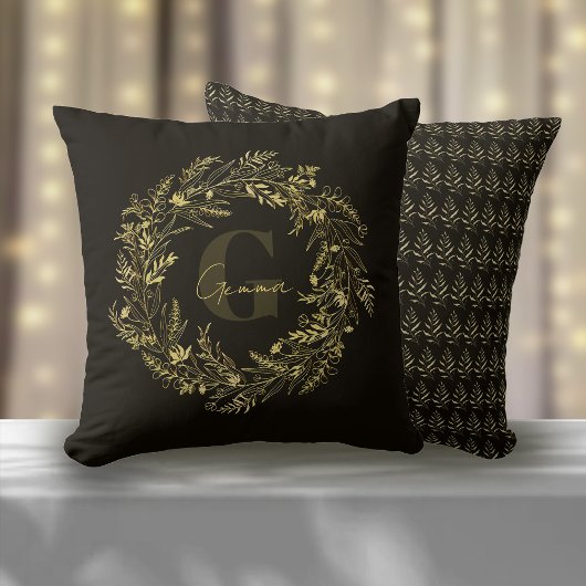 Letter G Gouden Botanische Gratie Monogram Kussen