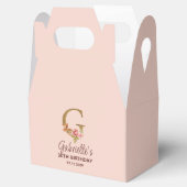 Letter G Gouden Monogram Roze Rozen Bedankdoosjes (Geopend)
