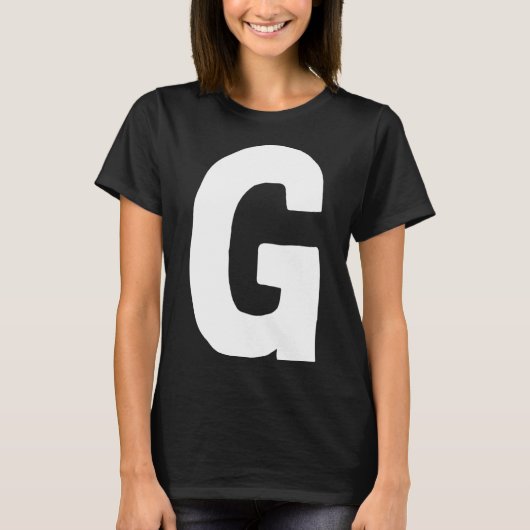 Letter G groot en vet wit T-shirt (Voorkant)