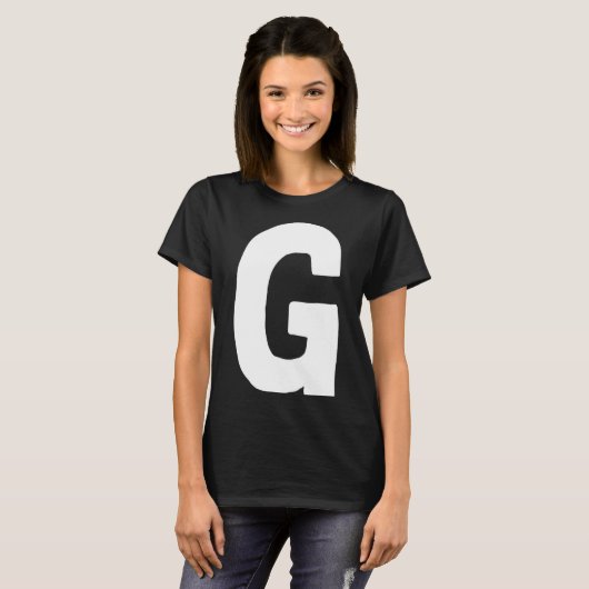 Letter G groot en vet wit T-shirt (Voorkant volledig)