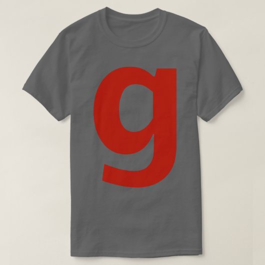 Letter g in rode tekst Minimale typografie T-shirt (Design voorkant)