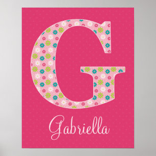 Letter G Initiaal Alphabet Poster voor Girl